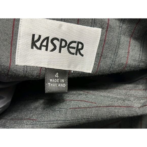 VTG Kasper For ASL Blazer Womens Sz 4 Gray Striped Suit Jacket Business Carrier - Picture 3 of 9